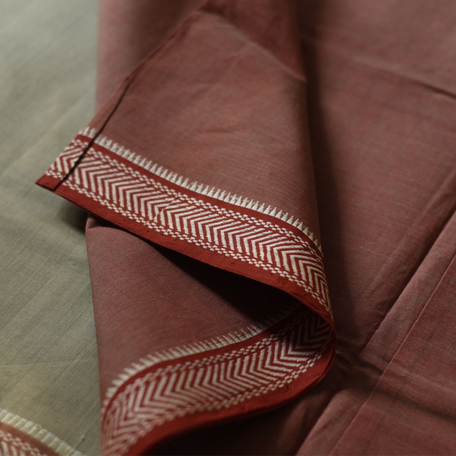 Handwoven cotton saree |Brown  from Andhra Pradesh