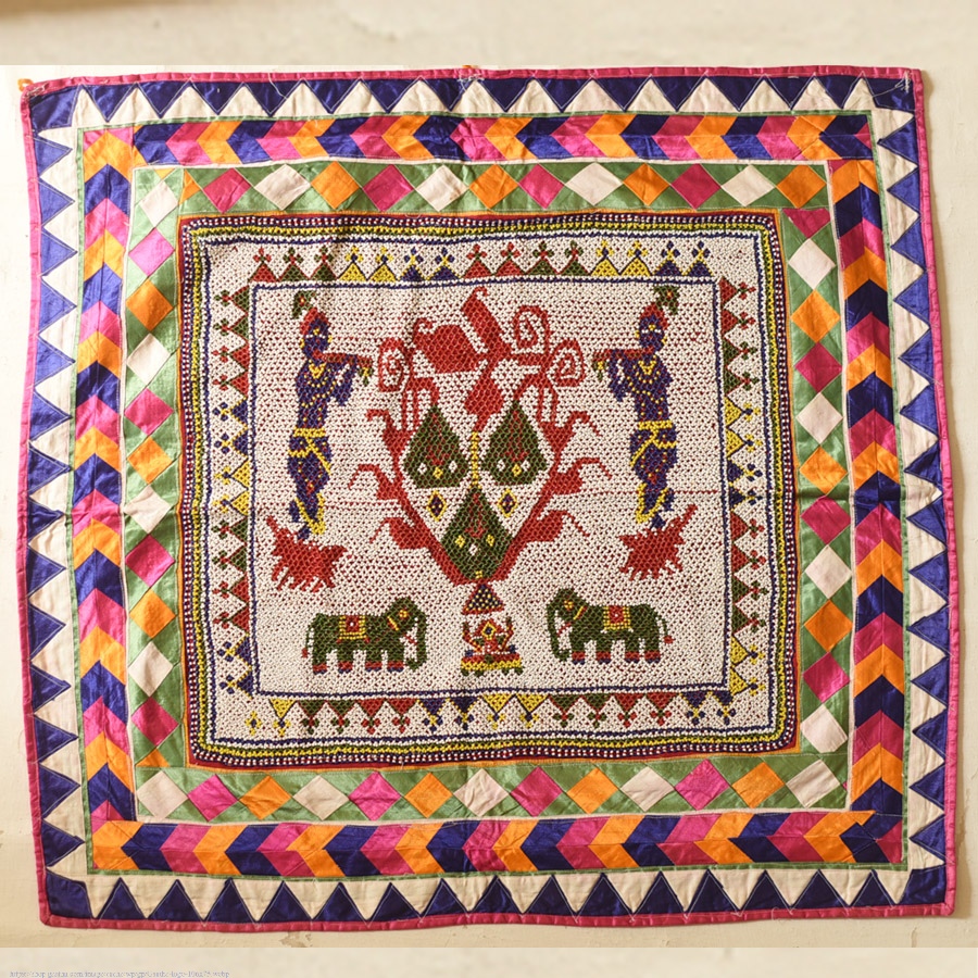 Saurashtra Region Beaded Old & Antique Wall Hanging  -Murlidhar