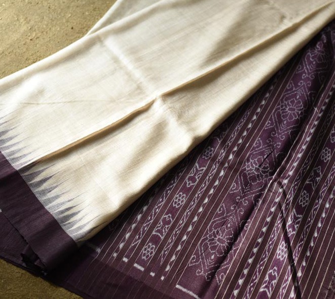 shop Handwoven Pure Tussar Silk Saree - Off White