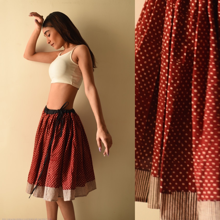 shop Jawariya Block Printed A-Line Long Skirt / Kali Skirt