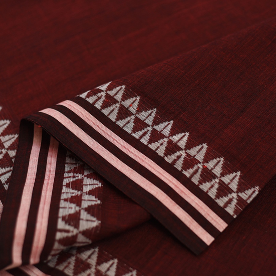 shop Begampuri Woven Border - Maroon Pure Cotton Saree