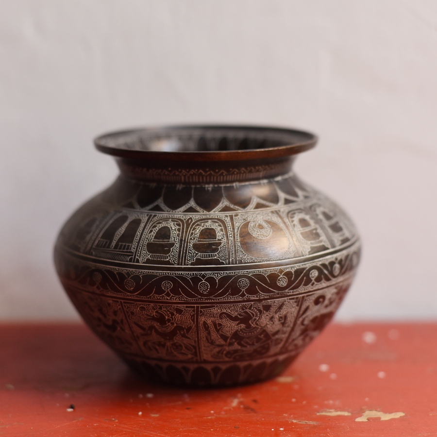 Hand-Carved Brass Lota