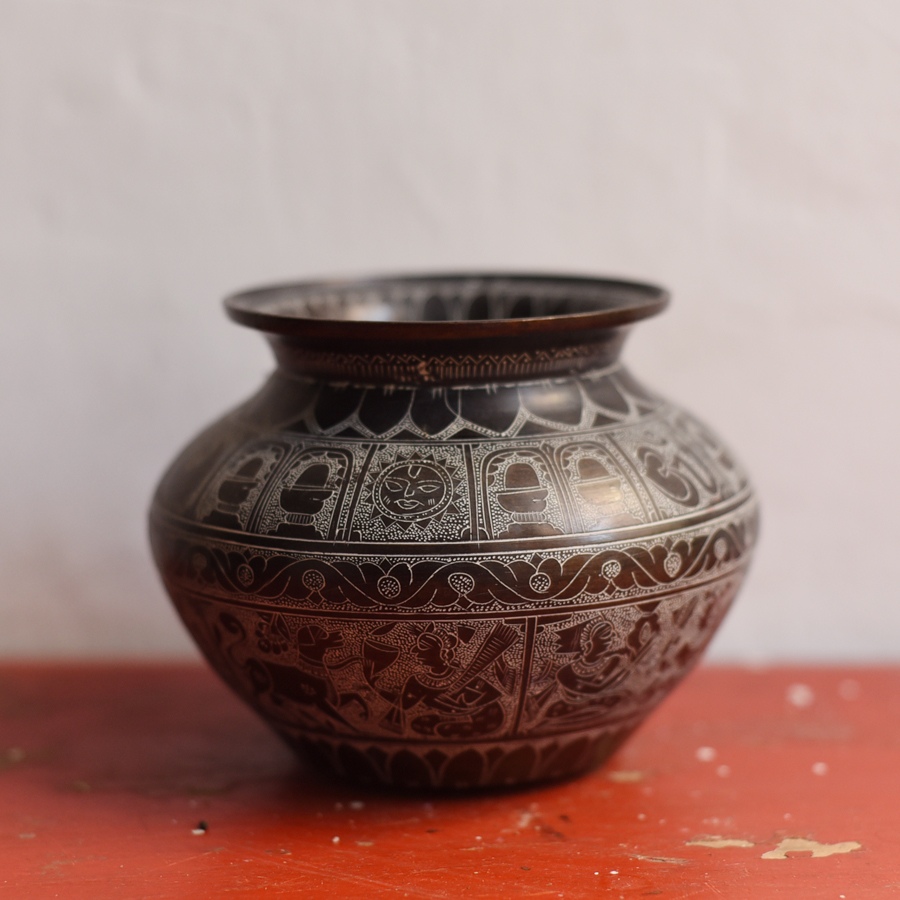 Hand-Carved Brass Lota