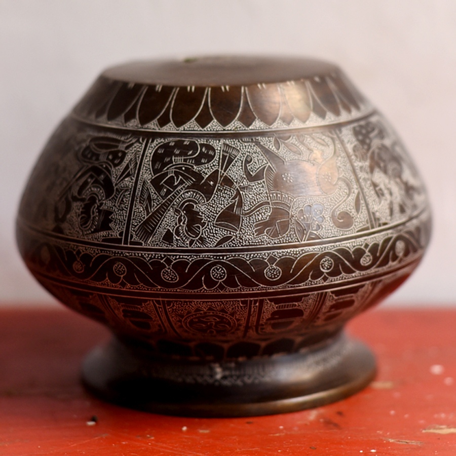 Hand-Carved Brass Lota