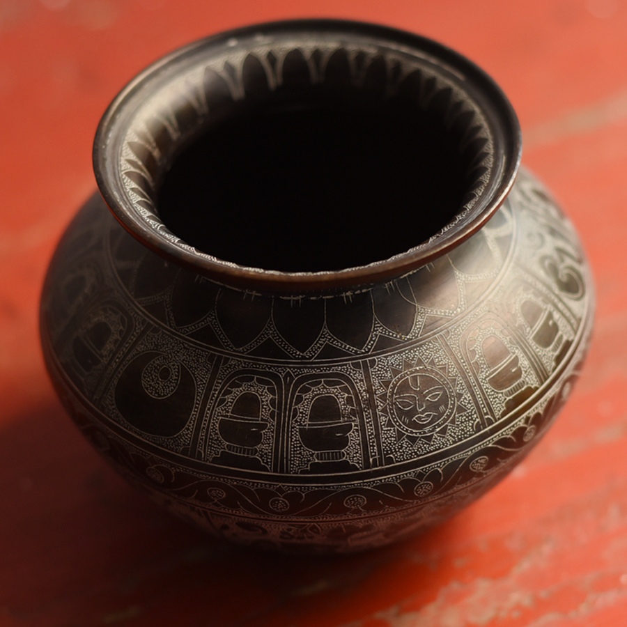 Hand-Carved Brass Lota