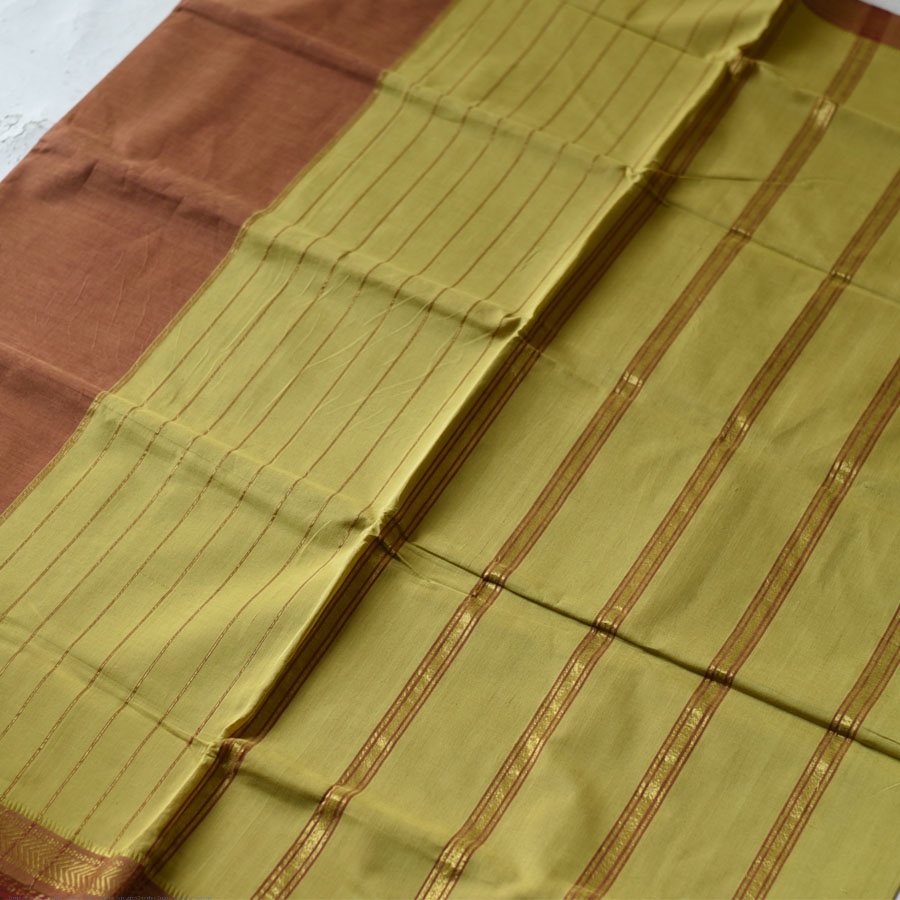 Handwoven cotton saree | Pistachio Green from Andhra Pradesh