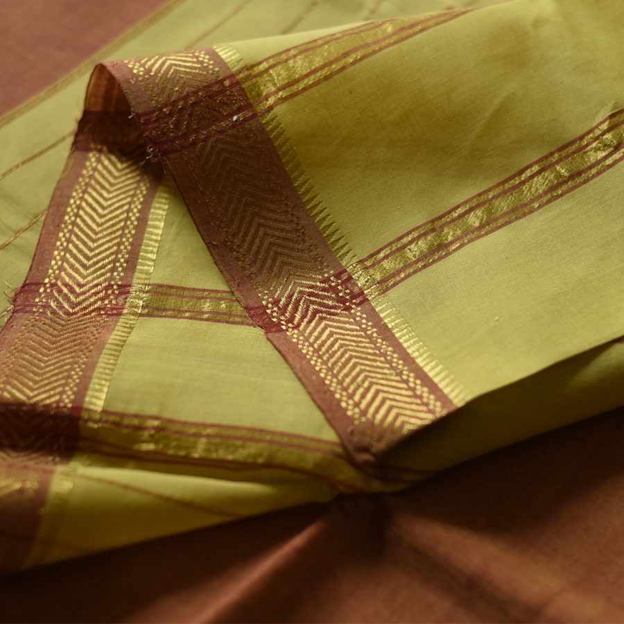 Handwoven cotton saree | Pistachio Green from Andhra Pradesh