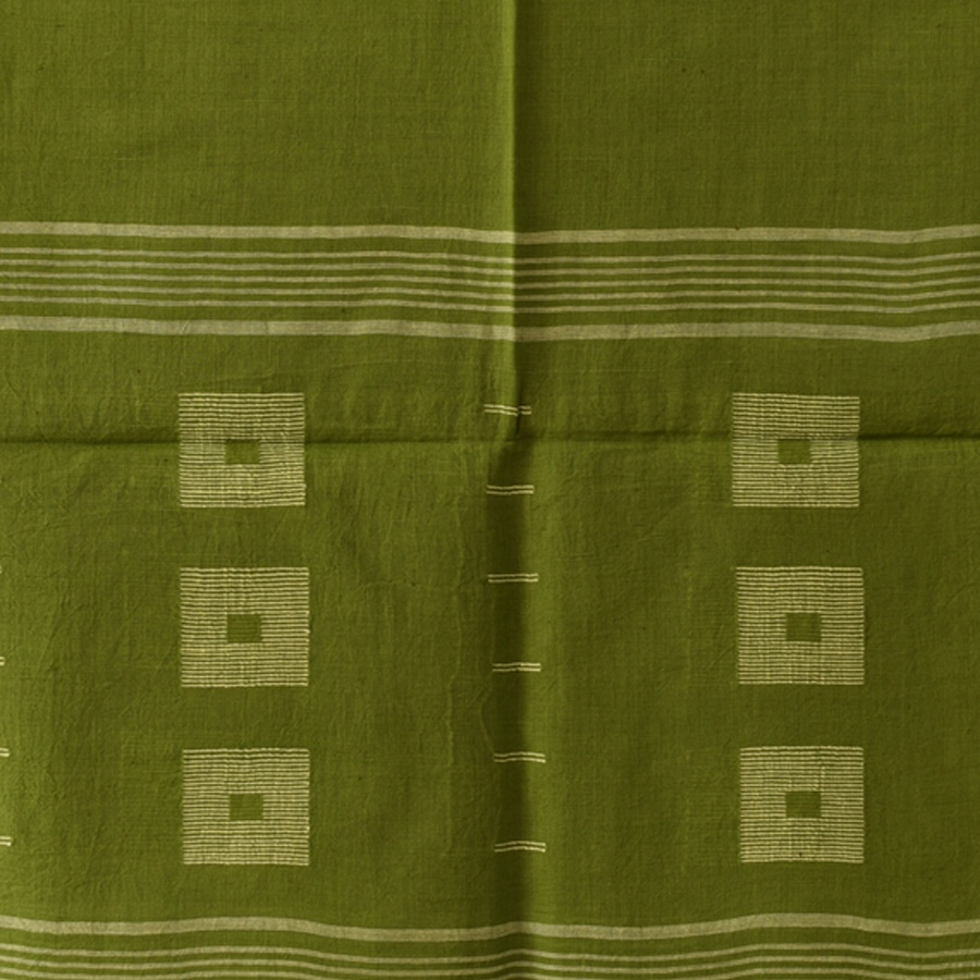 shop Handloom Soft Cotton Jamdani Stole - Green