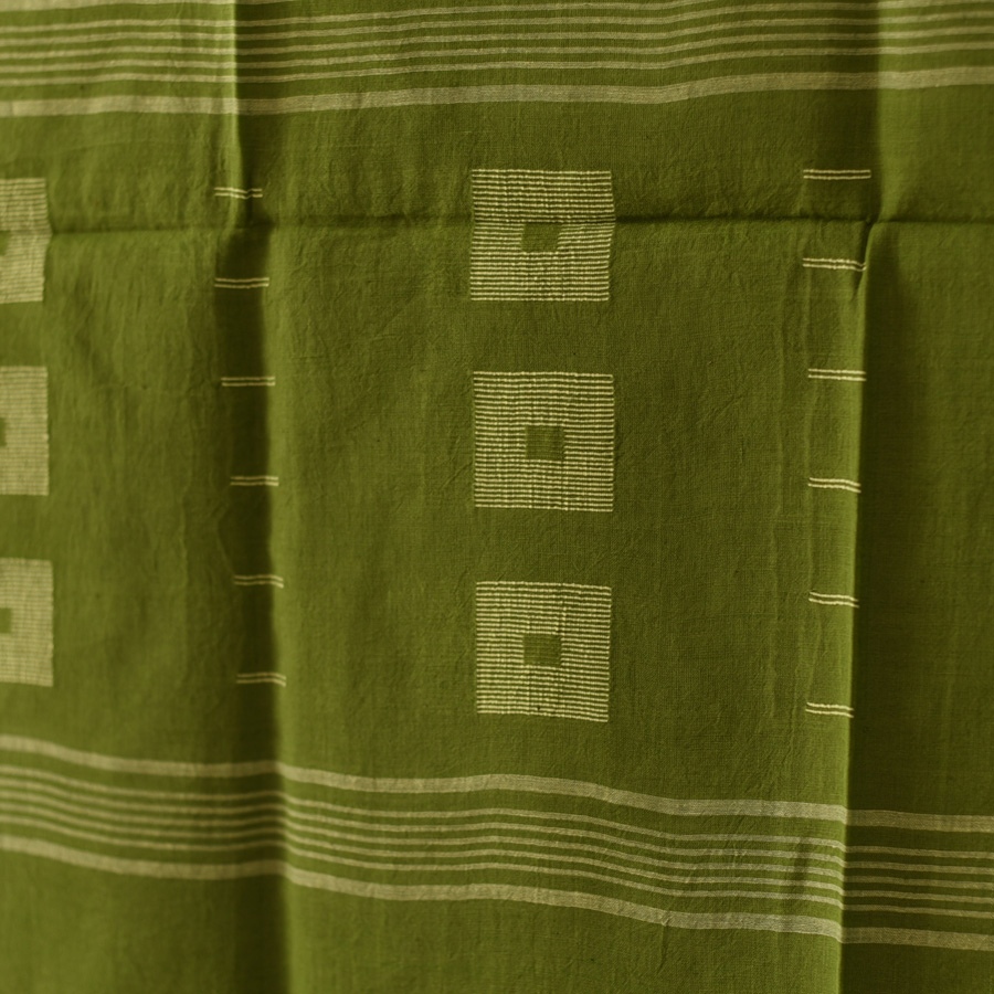 shop Handloom Soft Cotton Jamdani Stole - Green