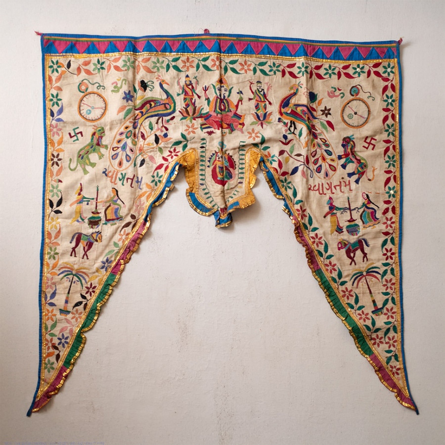 Hand Rabari Embroidery - Kutchi Cotton Old Door Toran