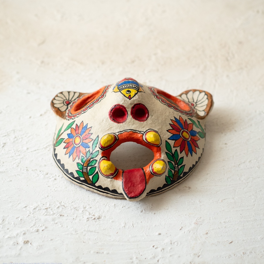 shop Madhubani Hand Painted Paper Mache Wall Handing - - Nazar Battu Mask