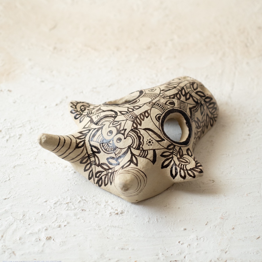 shop Madhubani Hand Painted Paper Mache Wall Handing - Cow Mask
