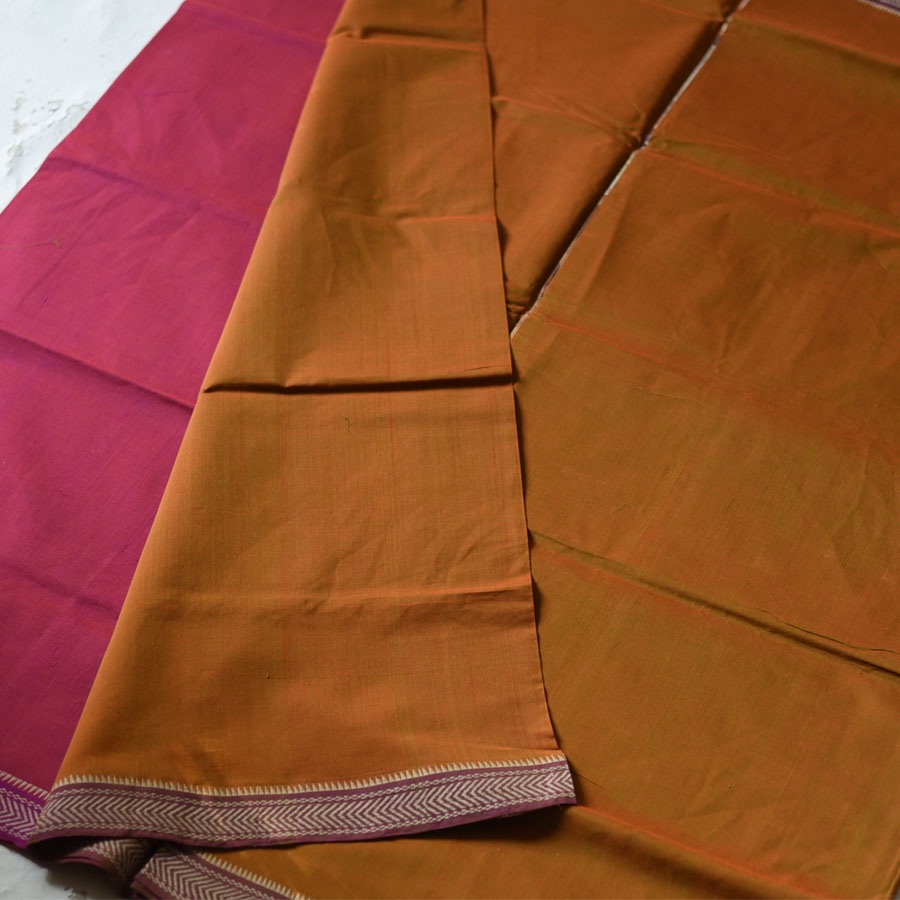 Handwoven cotton saree | Mustard Yellow from Andhra Pradesh