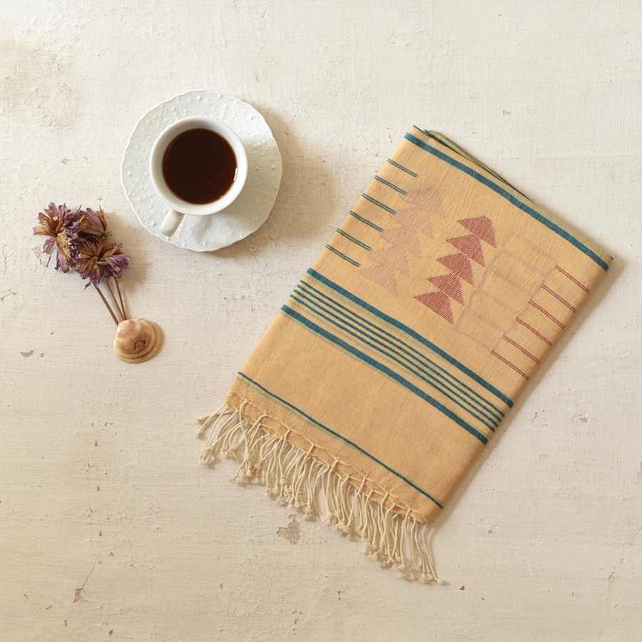 shop Soft Cotton Stole - Handloom Jamdani