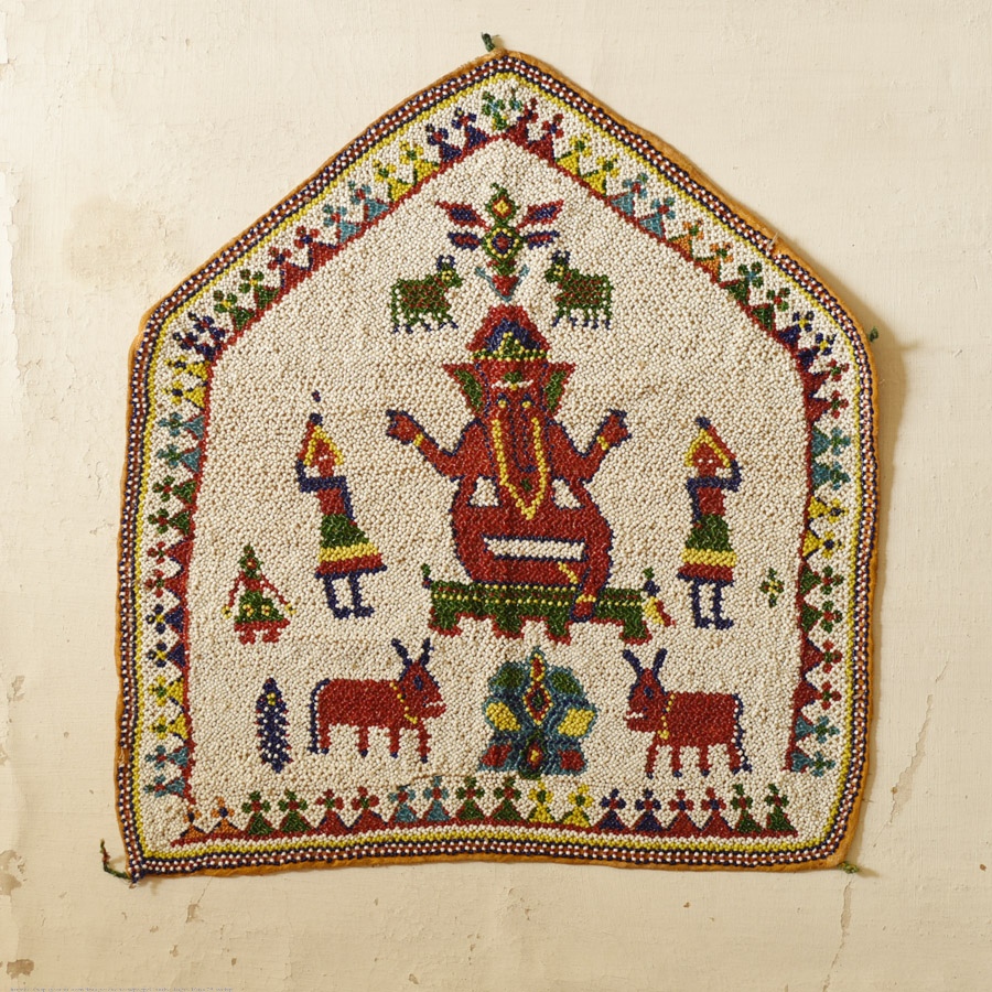 Saurashtra Beadwork Old & Antique Wall Hanging  - Ganeshji
