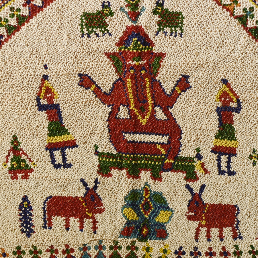 Saurashtra Beadwork Old & Antique Wall Hanging  - Ganeshji