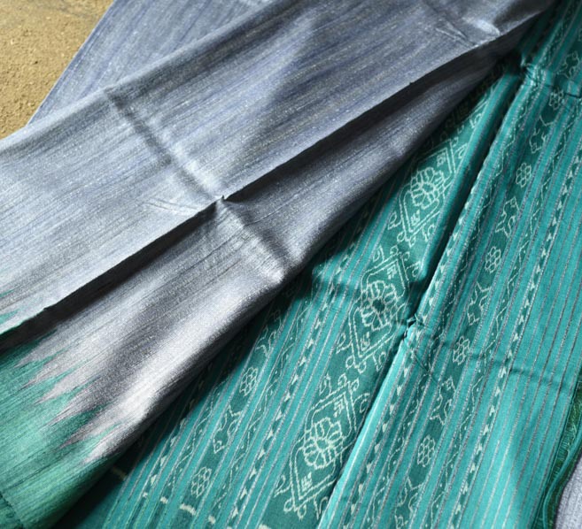 shop Handwoven Pure Tussar Ghicha Silk Grey Saree