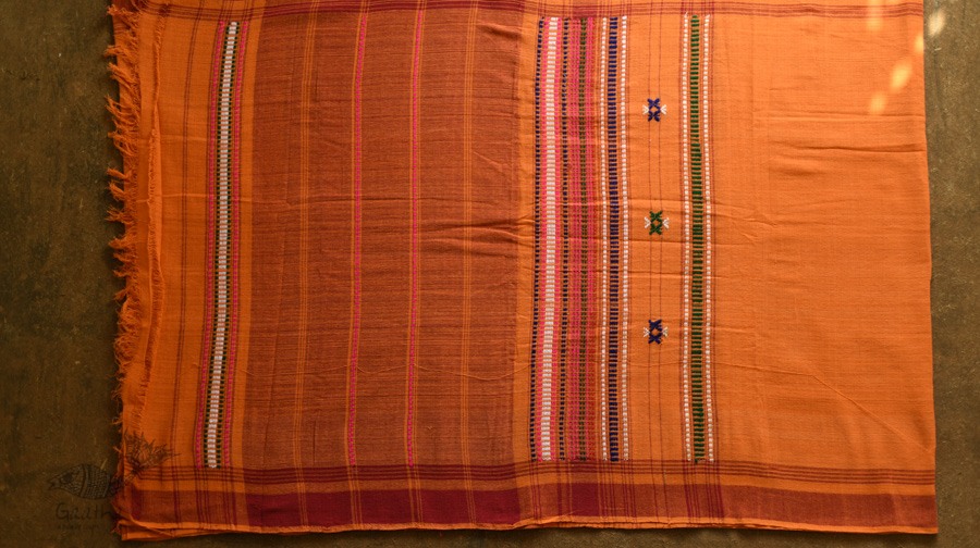 shop Handwoven Baiga Tribal Wedding Saree - Yellow