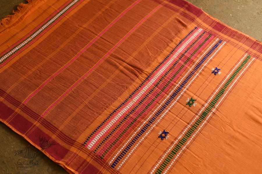 shop Handwoven Baiga Tribal Wedding Saree - Yellow