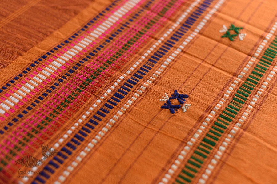 shop Handwoven Baiga Tribal Wedding Saree - Yellow