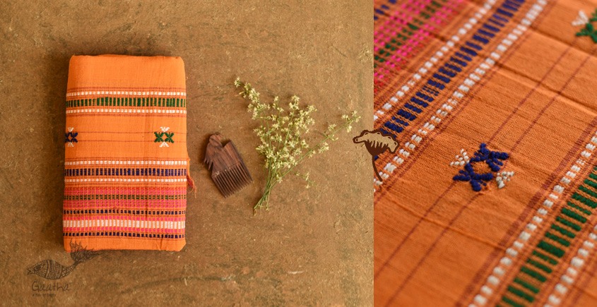 shop Handwoven Baiga Tribal Wedding Saree - Yellow