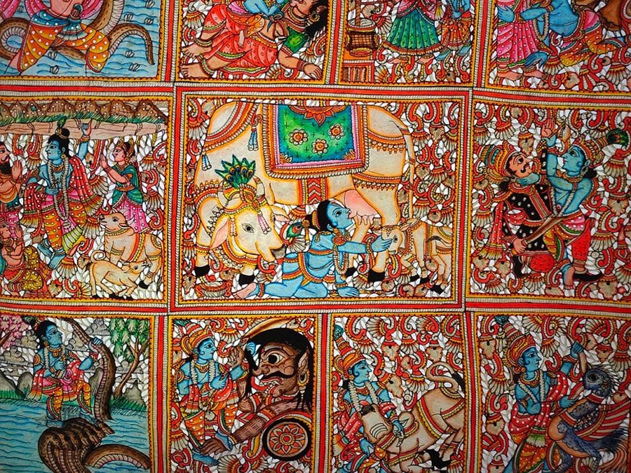 Tholu Bommalata ✪ Leather Painting ✪ Sri Krishna Leela Painting-A