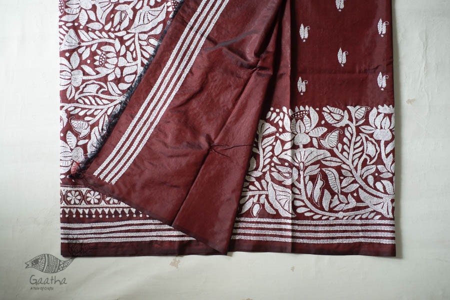 shop Kantha Hand Embroidered Silk Saree