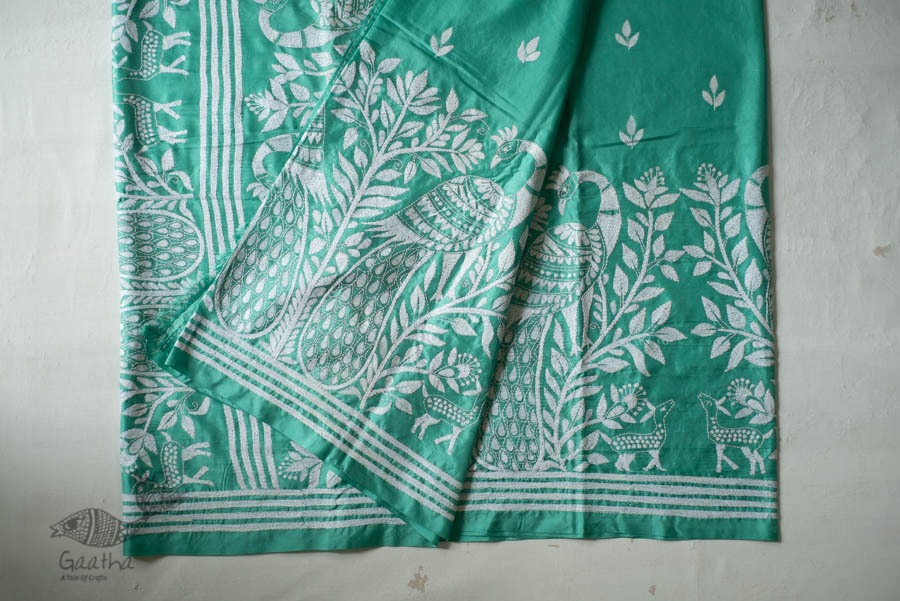 shop Kantha Hand Embroidered Silk Saree