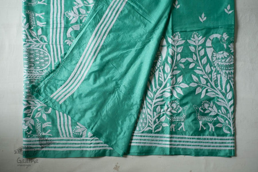 shop Kantha Hand Embroidered Silk Saree