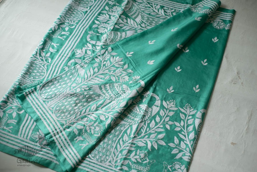 shop Kantha Hand Embroidered Silk Saree