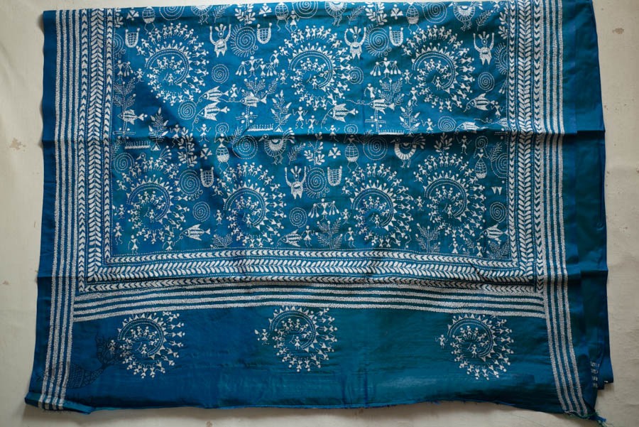 shop Kantha Hand Embroidered Silk Saree