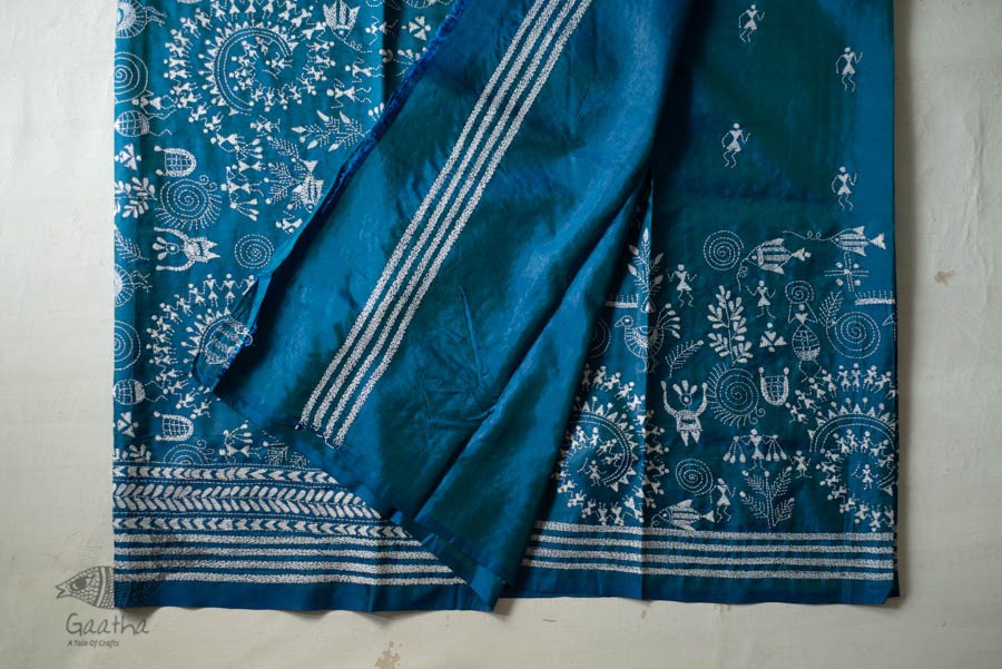 shop Kantha Hand Embroidered Silk Saree