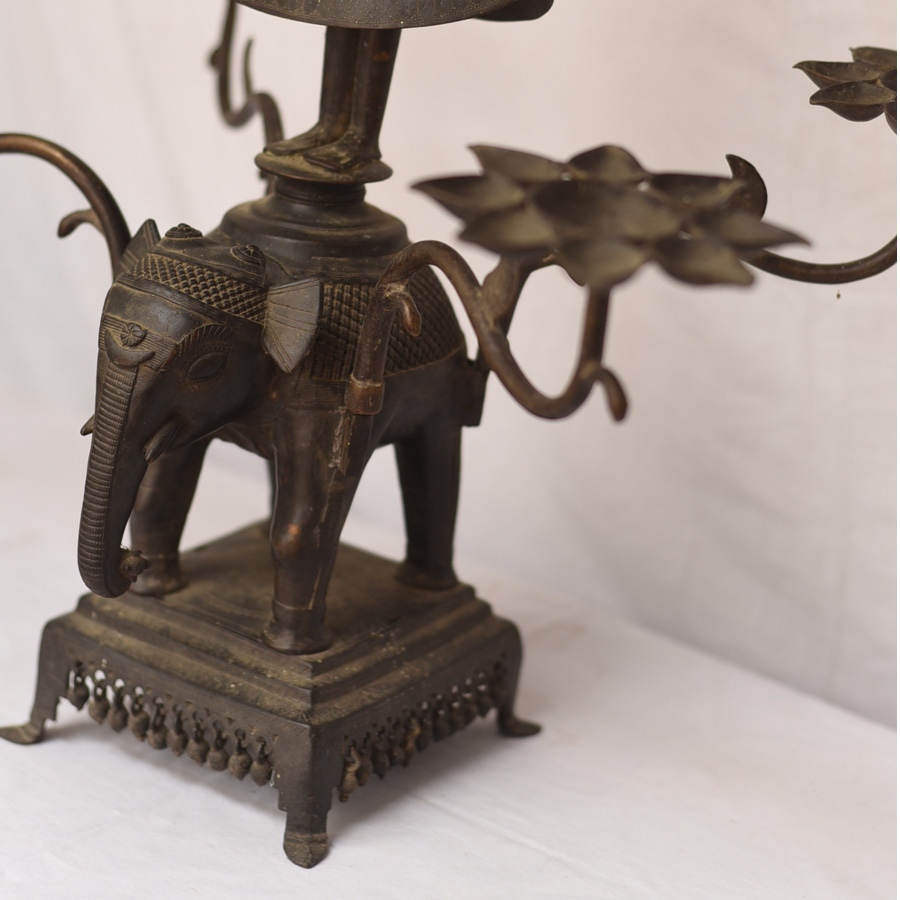 Antique from Khajuraho Brass - Elephant - Diya Stand