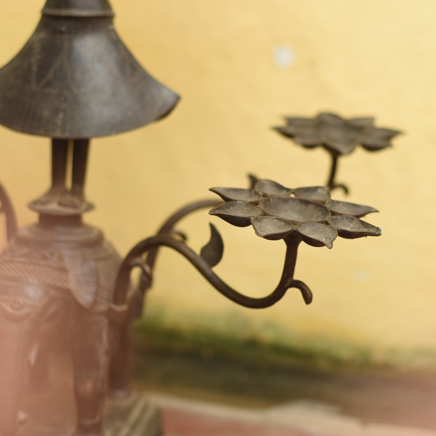 Antique from Khajuraho Brass - Elephant - Diya Stand