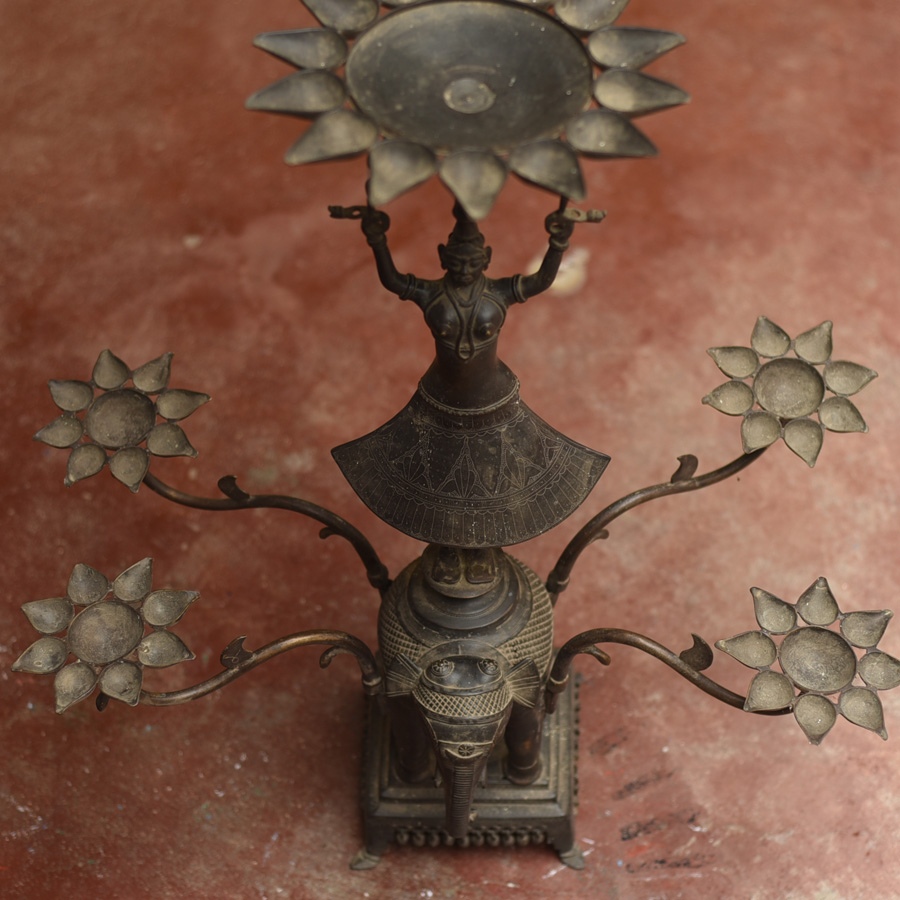 Antique from Khajuraho Brass - Elephant - Diya Stand