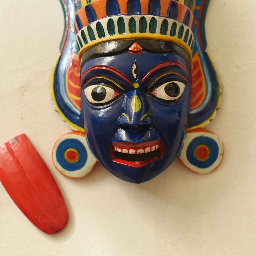 shop handmade wooden mask - kaali