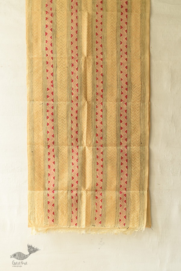 Hand Embroidered Kantha Tussar Silk Stole