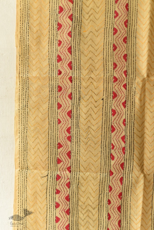 Hand Embroidered Kantha Tussar Silk Stole