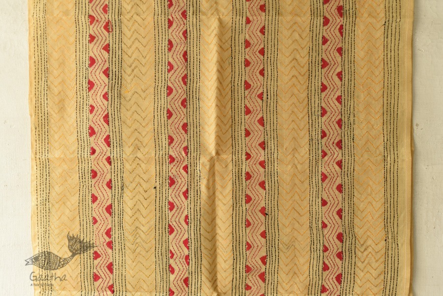 Hand Embroidered Kantha Tussar Silk Stole