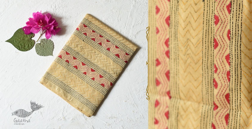 Hand Embroidered Kantha Tussar Silk Stole