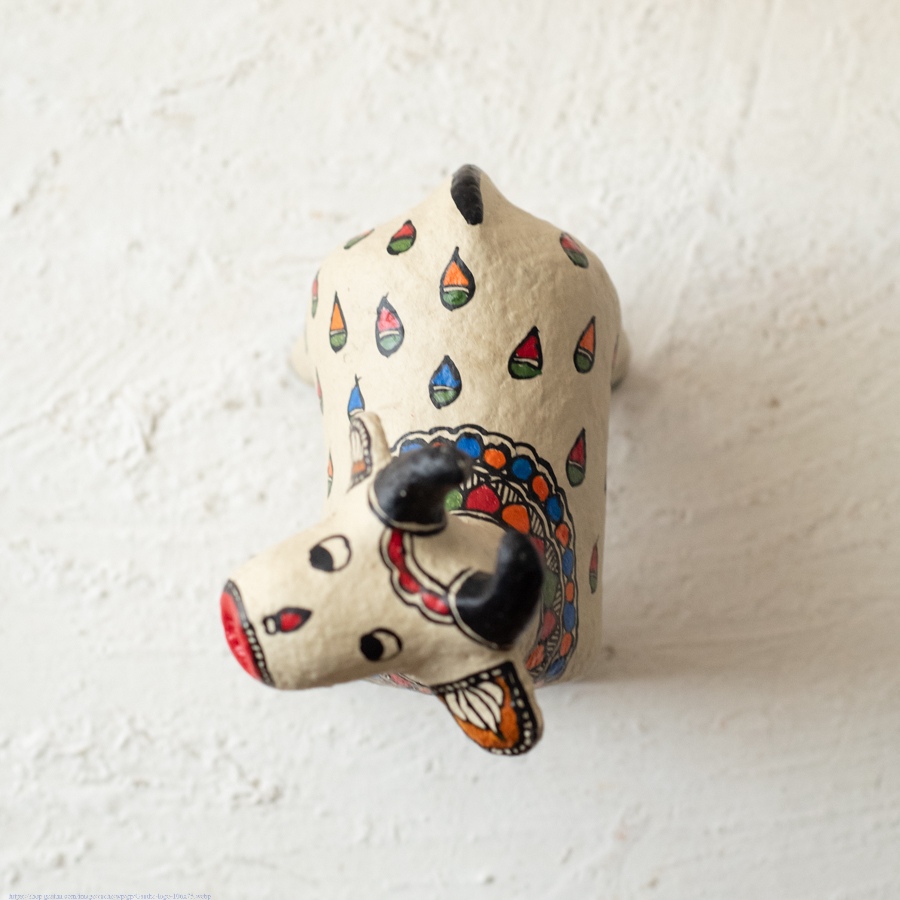 shop Madhubani Hand Painted Paper Mache ~ Dhenu / Cow