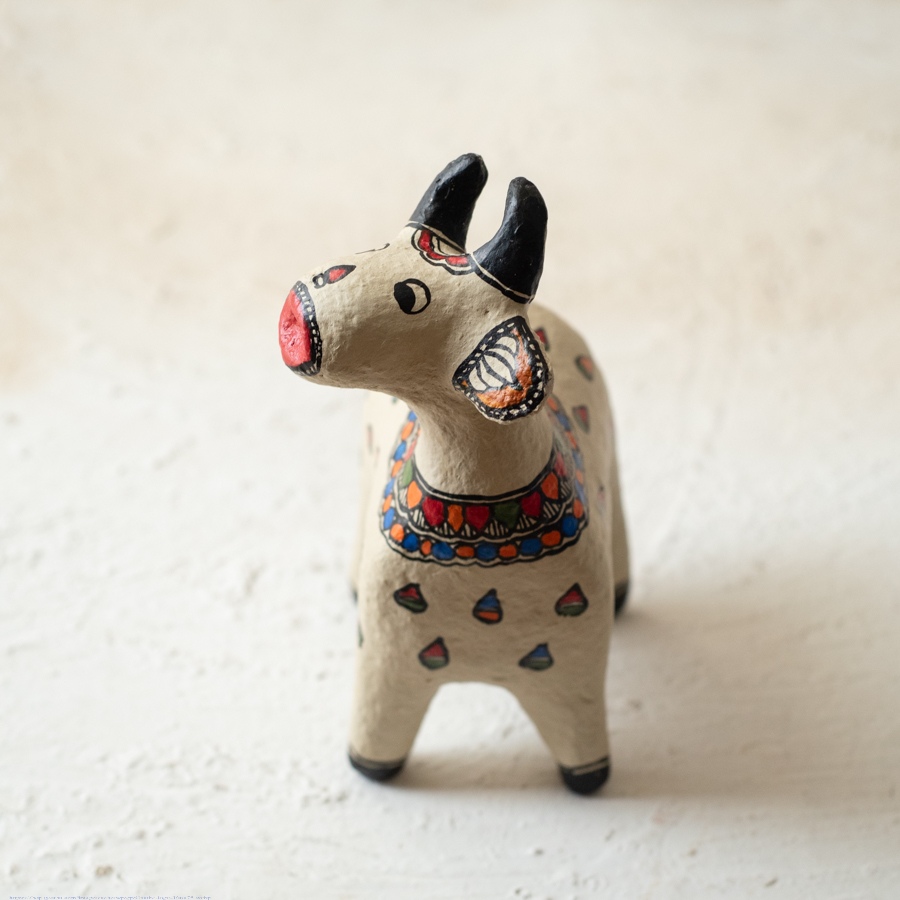 shop Madhubani Hand Painted Paper Mache ~ Dhenu / Cow