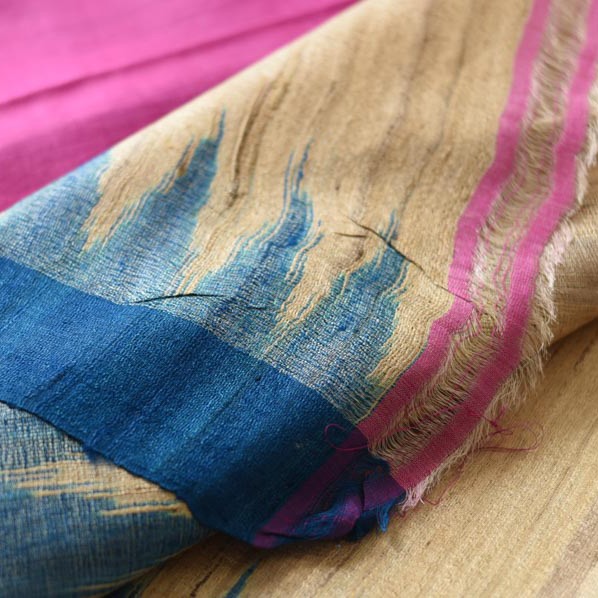 shop Pure Tussar Ghicha Silk Saree With Ganga Jamuna Border