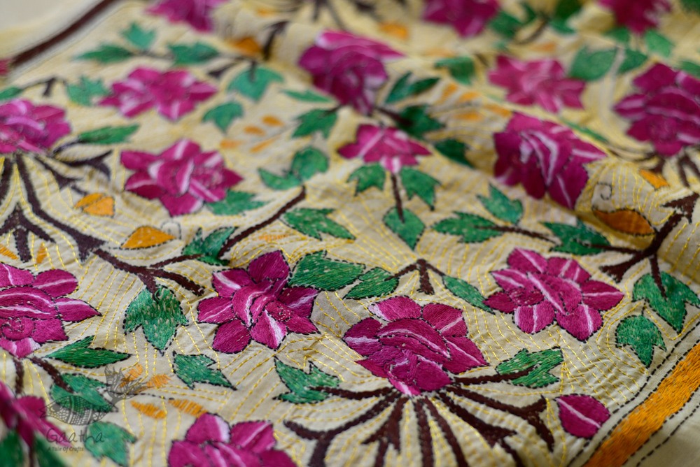 Kantha Tassar Silk Stole 26