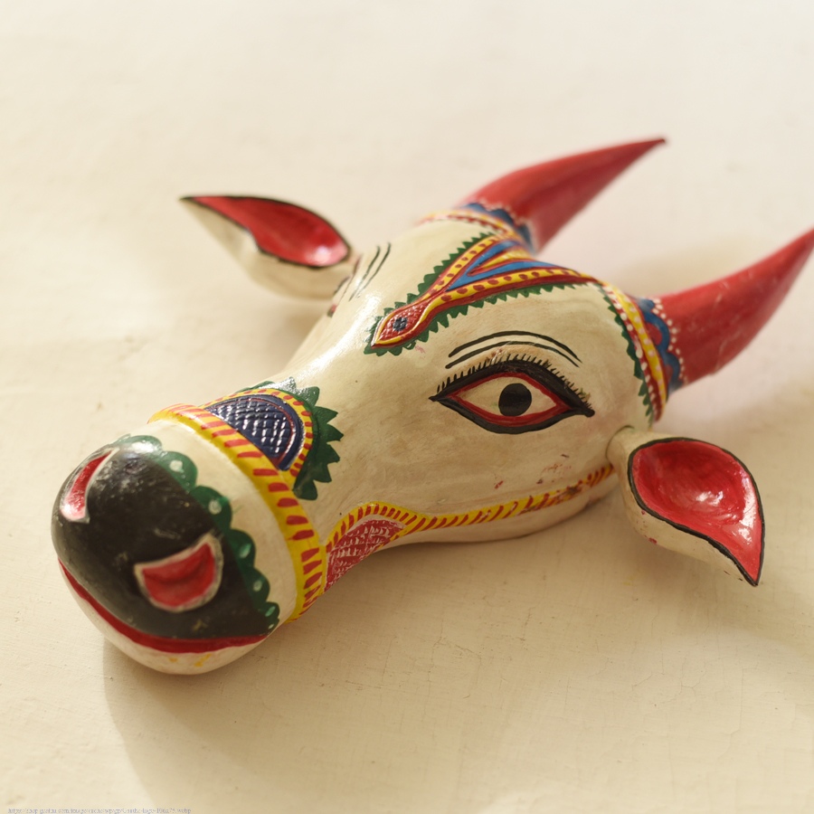 shop handmade wooden mask -  White Nandi