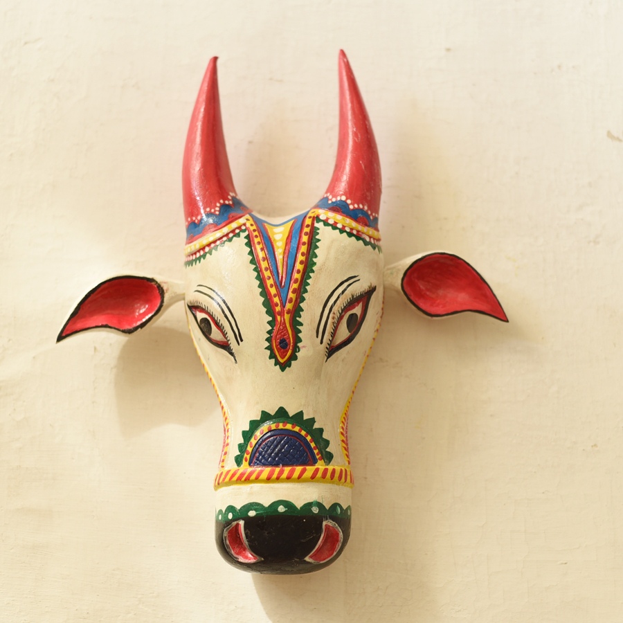 shop handmade wooden mask -  White Nandi
