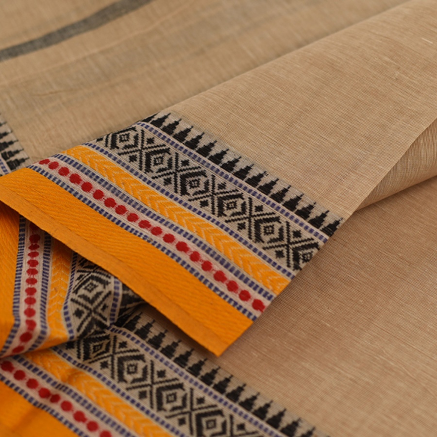 shop Begampuri Handloom Beige Saree With Woven Border