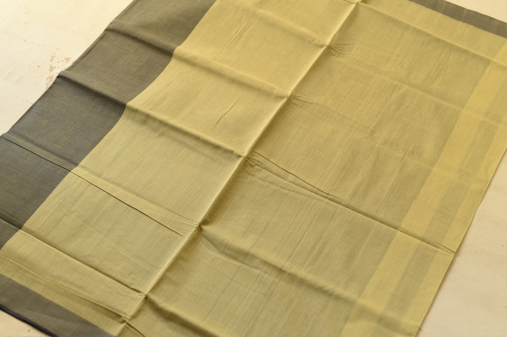 Handwoven cotton saree |  from Andhra Pradesh - Light Yellow