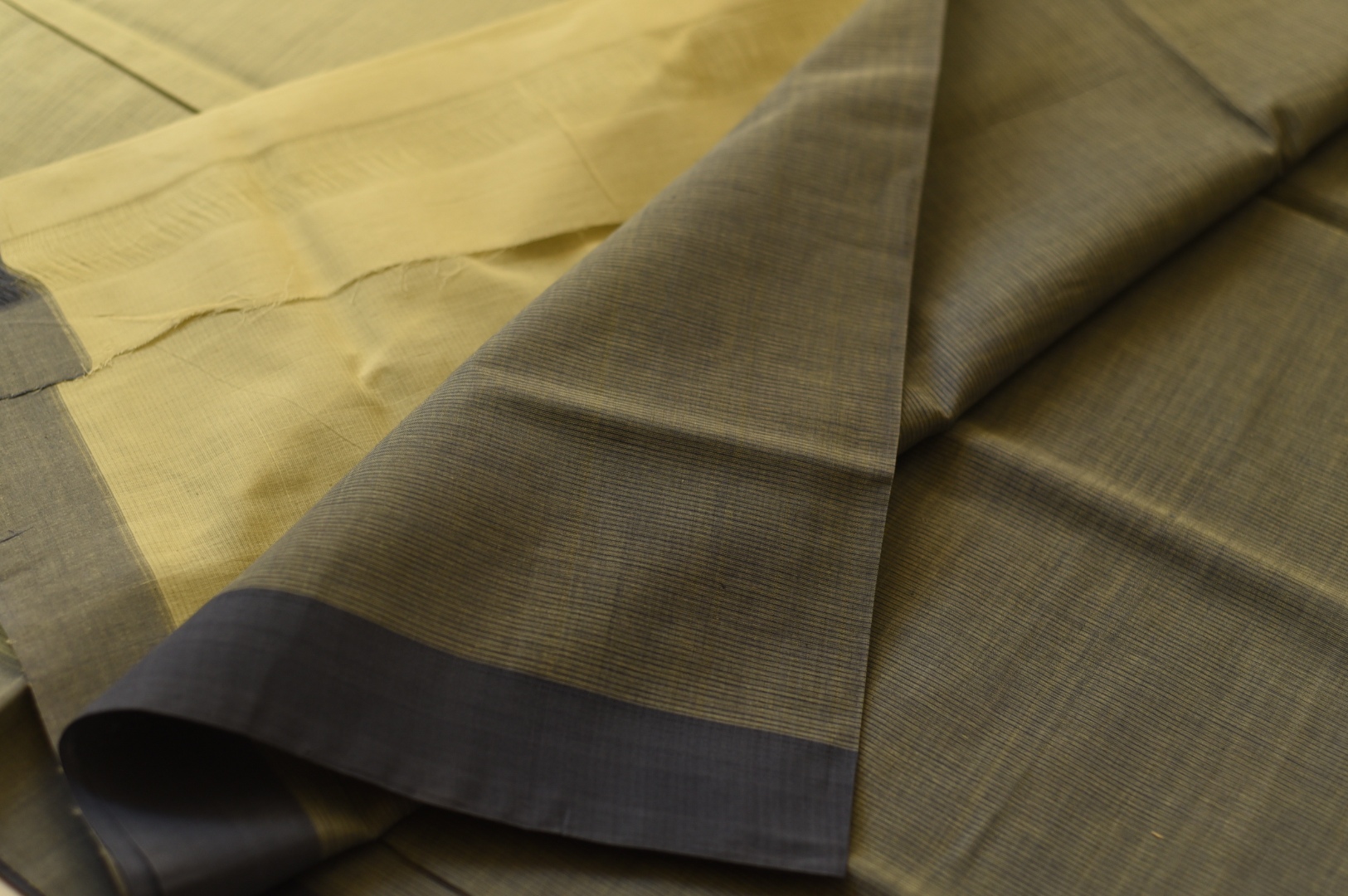 Handwoven cotton saree |  from Andhra Pradesh - Light Yellow