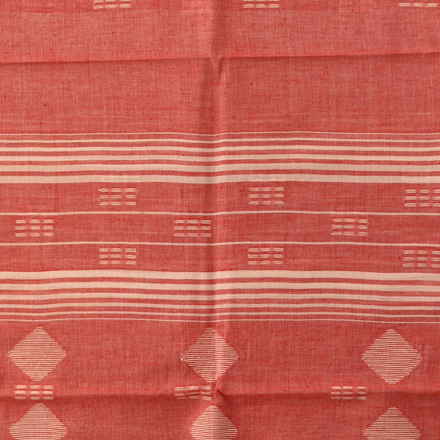 shop Handloom Soft Cotton Jamdani Stole - Tomato Red